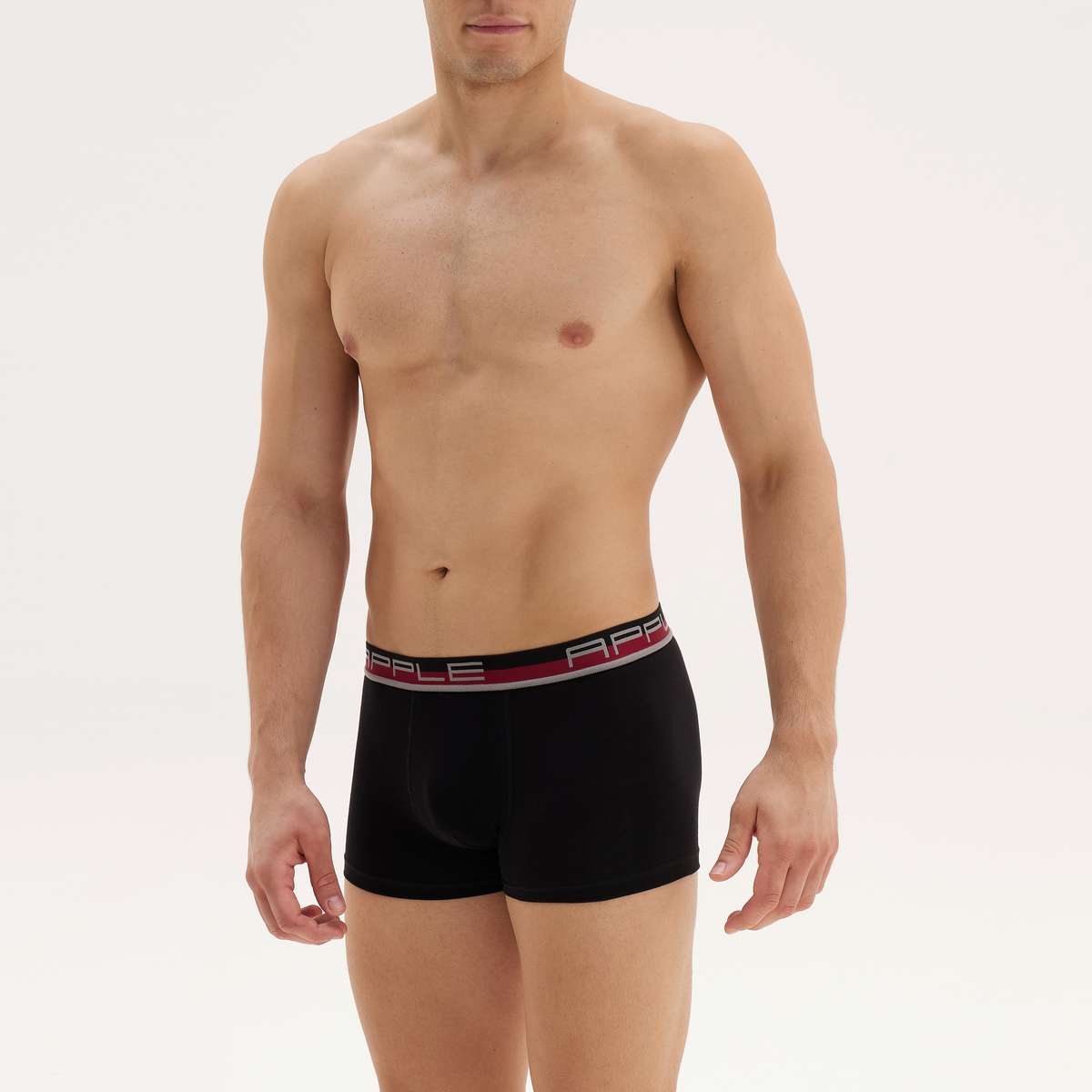 APPLE BOXER MEN΄S COTTON BOXER 0110951 BLACK BORDEAUX - Μαύρο - XXL